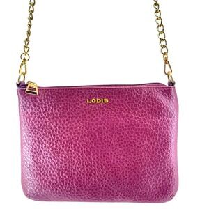 Lodis Leather Crossbody Bag Burgundy Gold Chain Y2K Minimalist Shoulder Purse